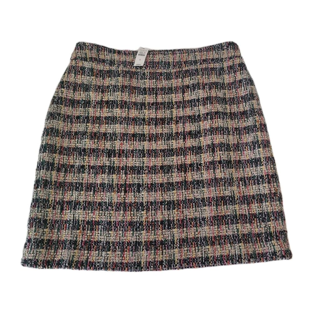 NEW Talbots Womens Multicolor Plaid Tweed Mini Pencil Skirt Workwear Size 8